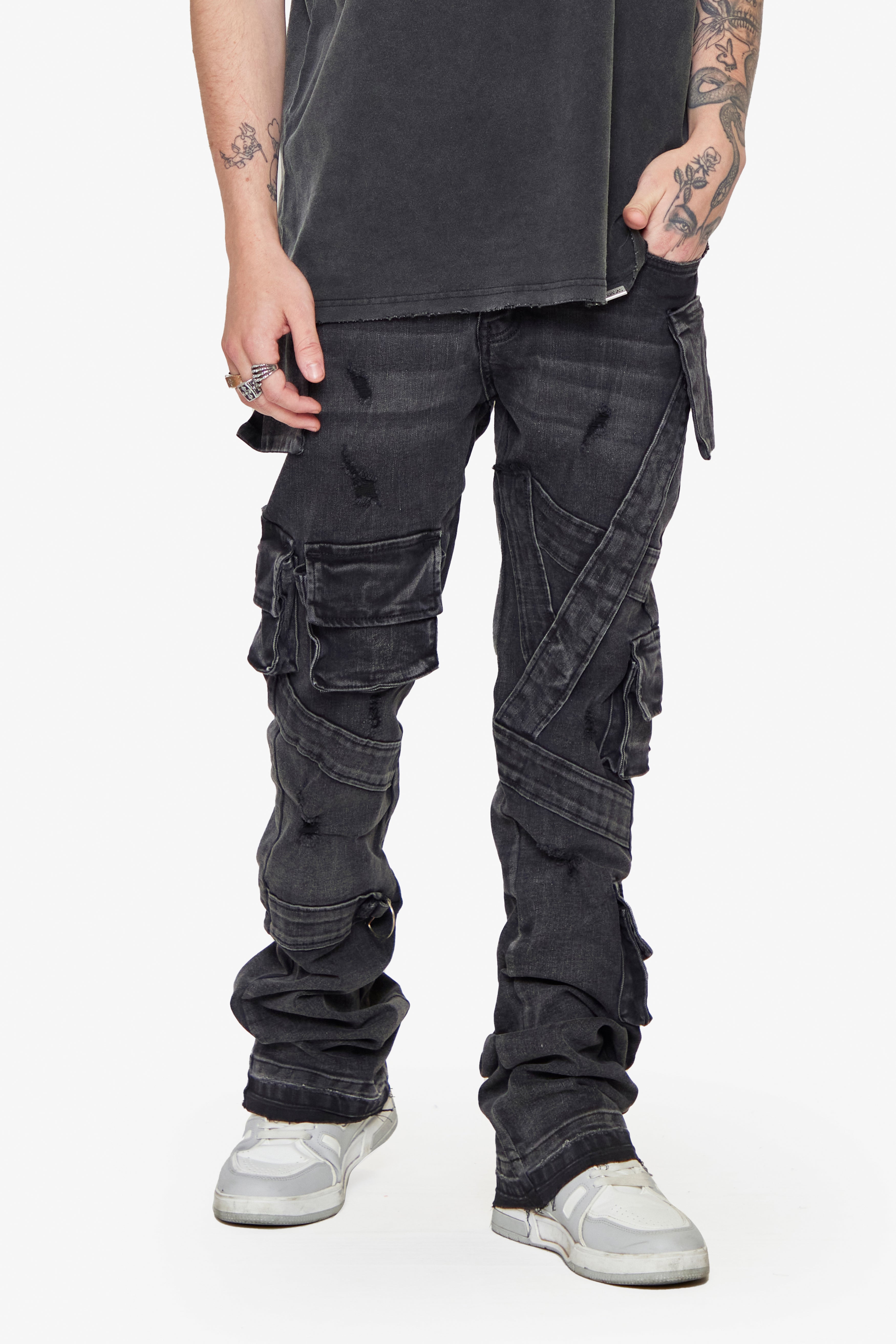 ESNTL LAB STACKED "E.L COMANDO" GREY WASH