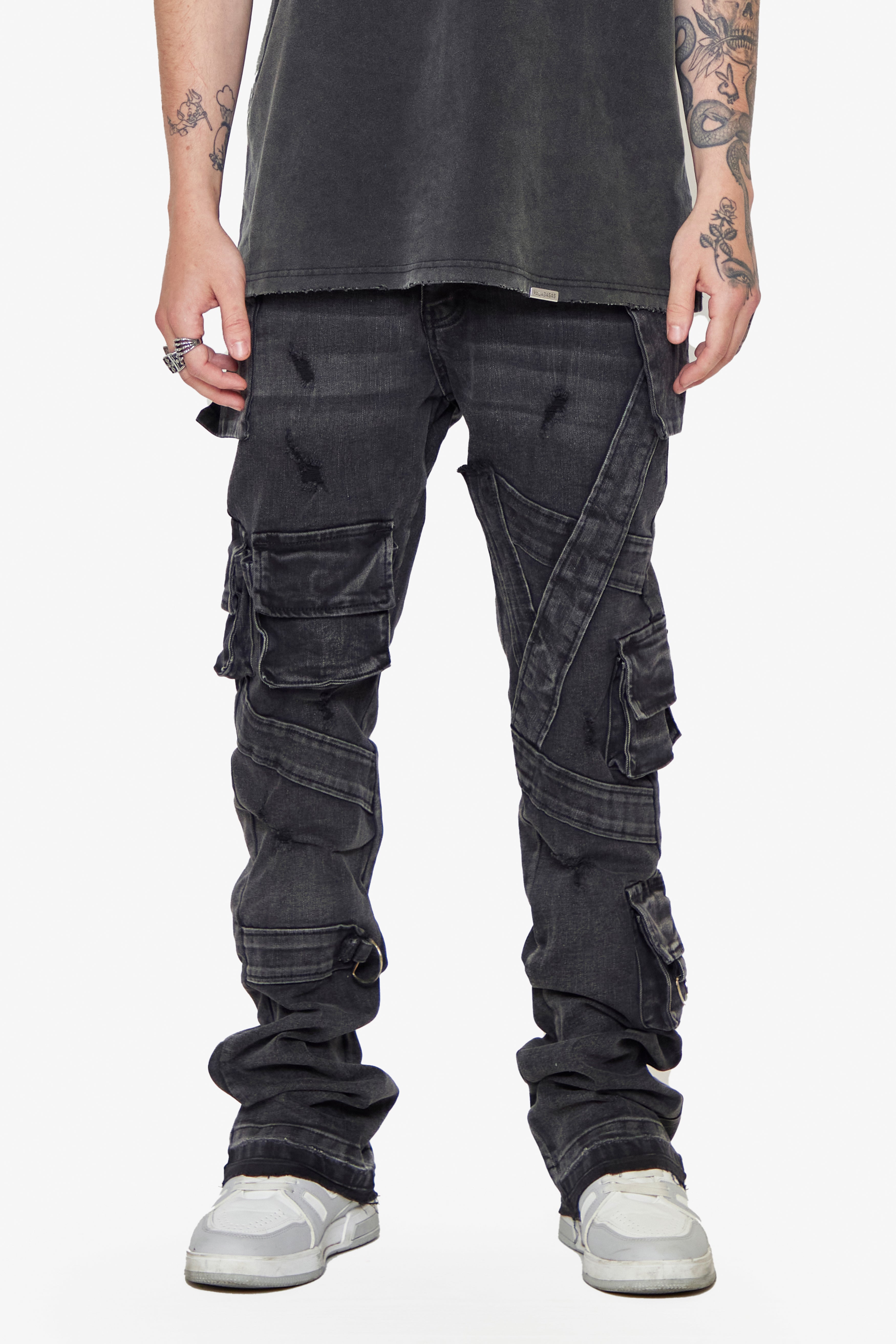 ESNTL LAB STACKED "E.L COMANDO" GREY WASH