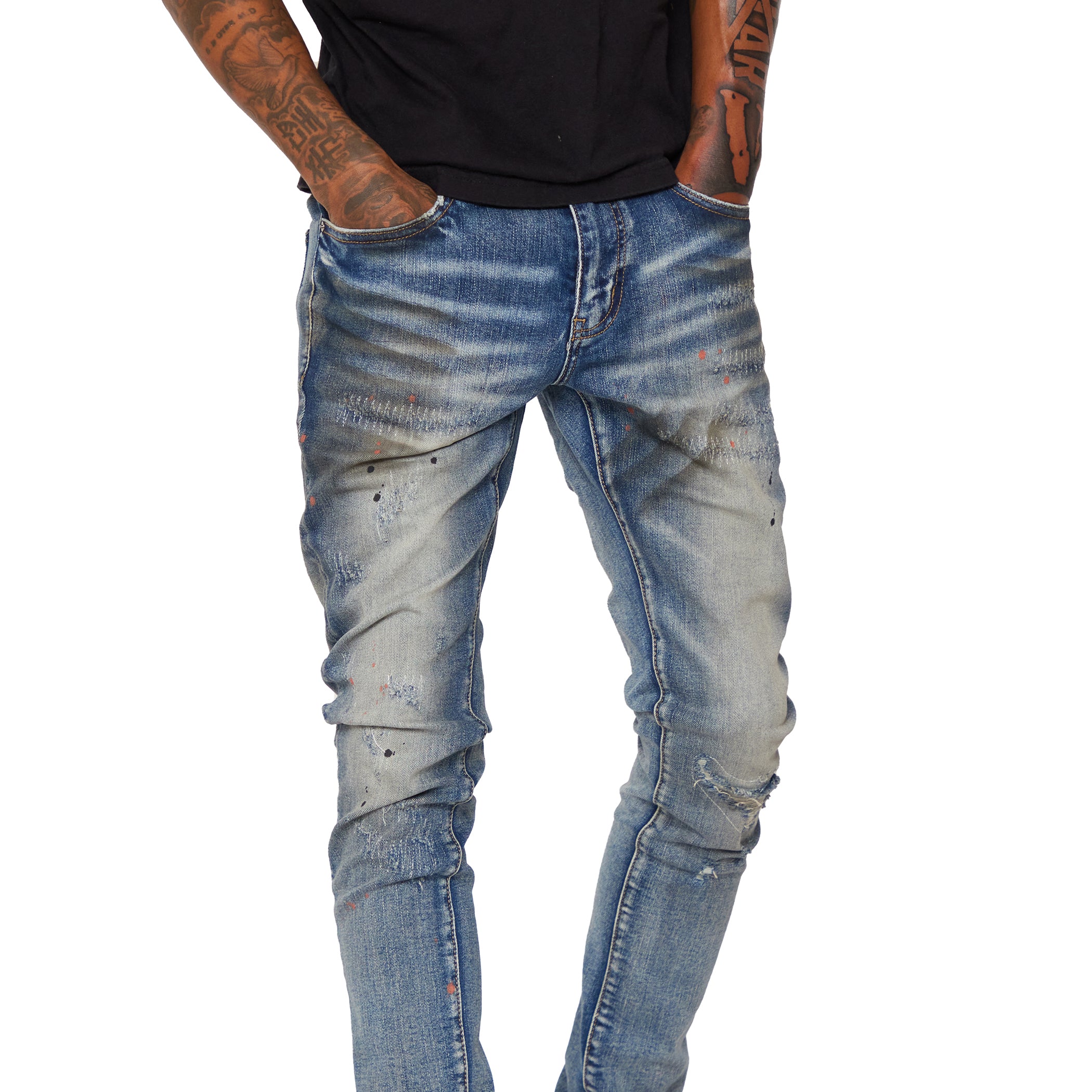ESNTL LAB JEANS "RIG" BLACK WASHED BLUE