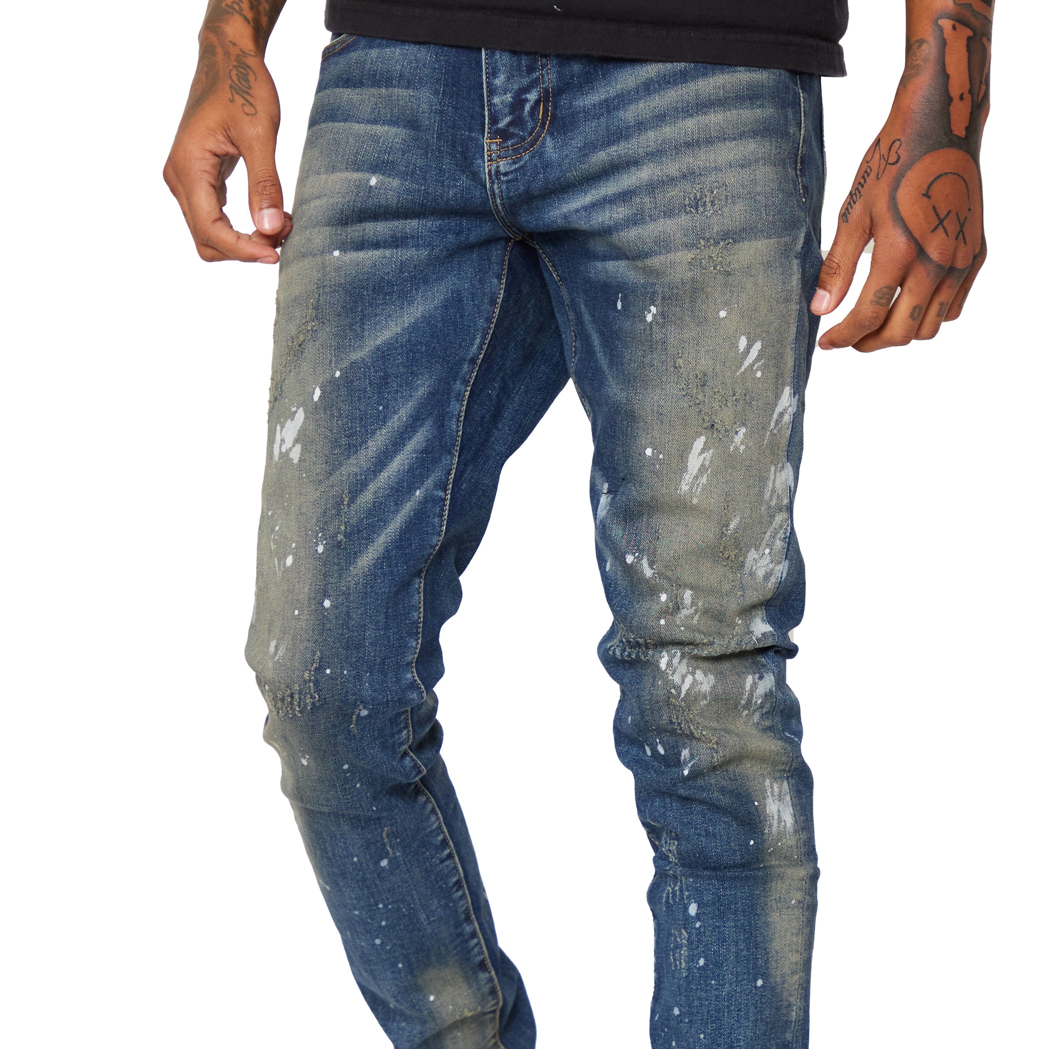 ESNTL LAB JEANS "CRUDE" DIRTY WASH BLUE