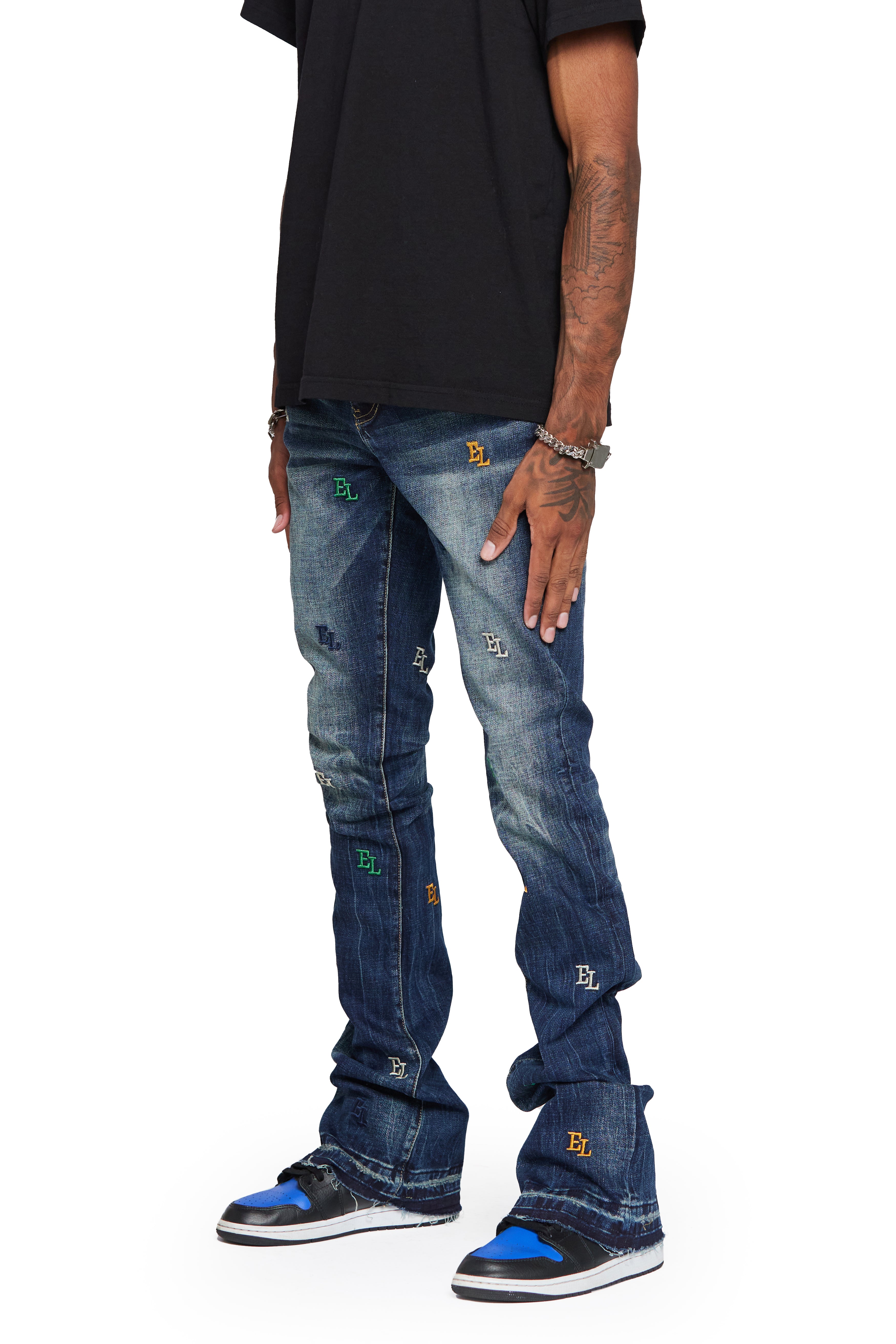 ESNTL LAB STACKED "EL LIFE" DARK WASH