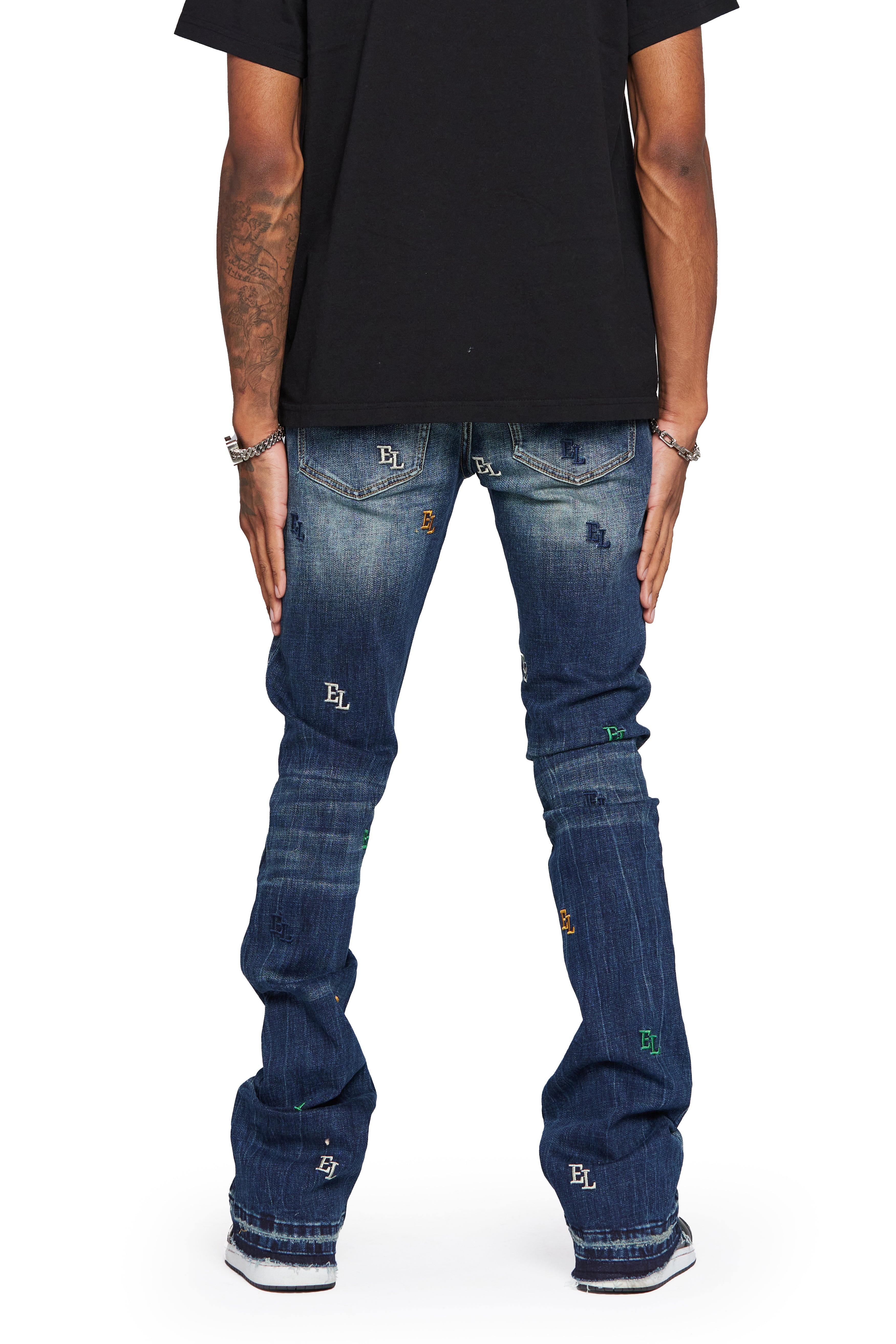 ESNTL LAB STACKED "EL LIFE" DARK WASH