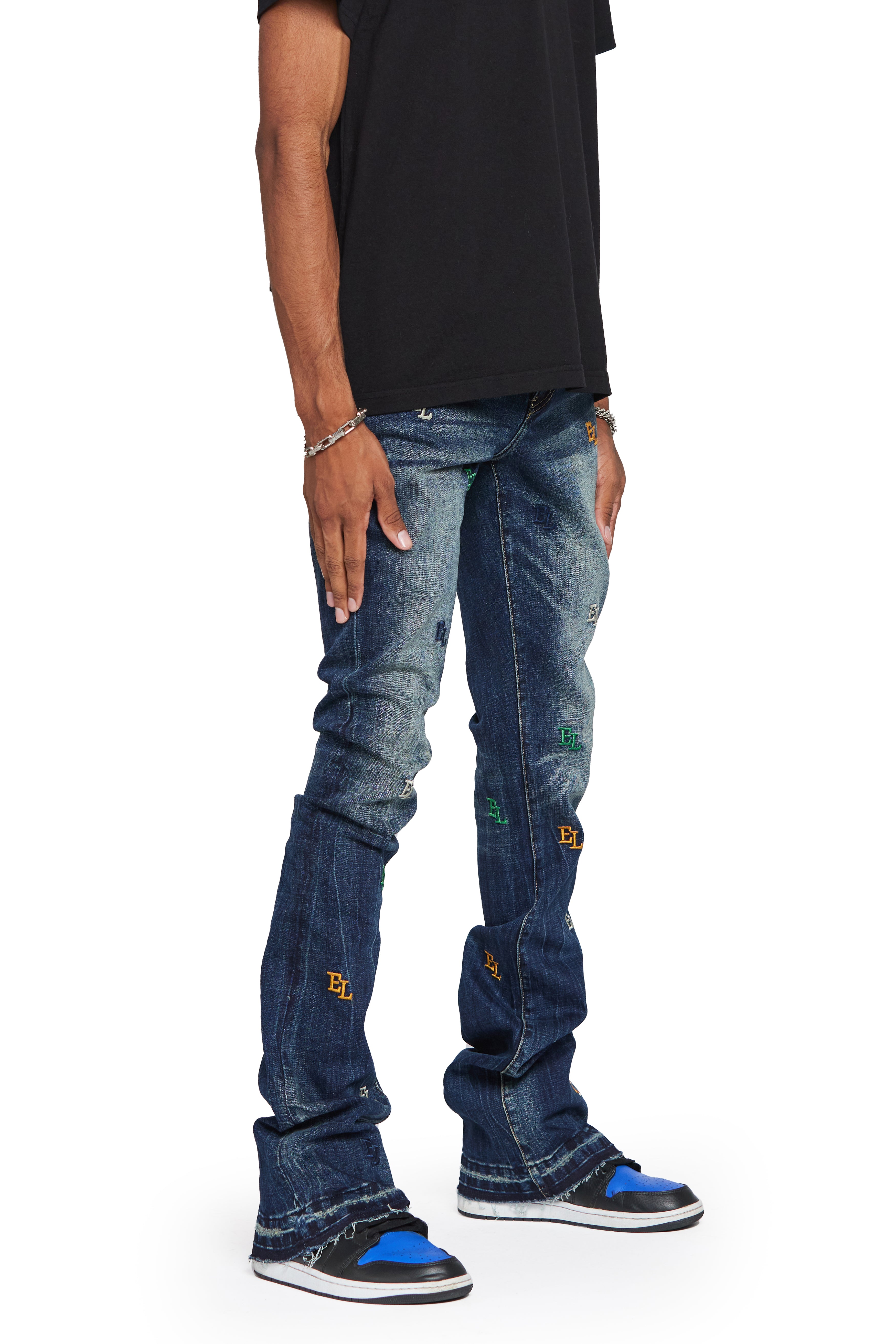 ESNTL LAB STACKED "EL LIFE" DARK WASH