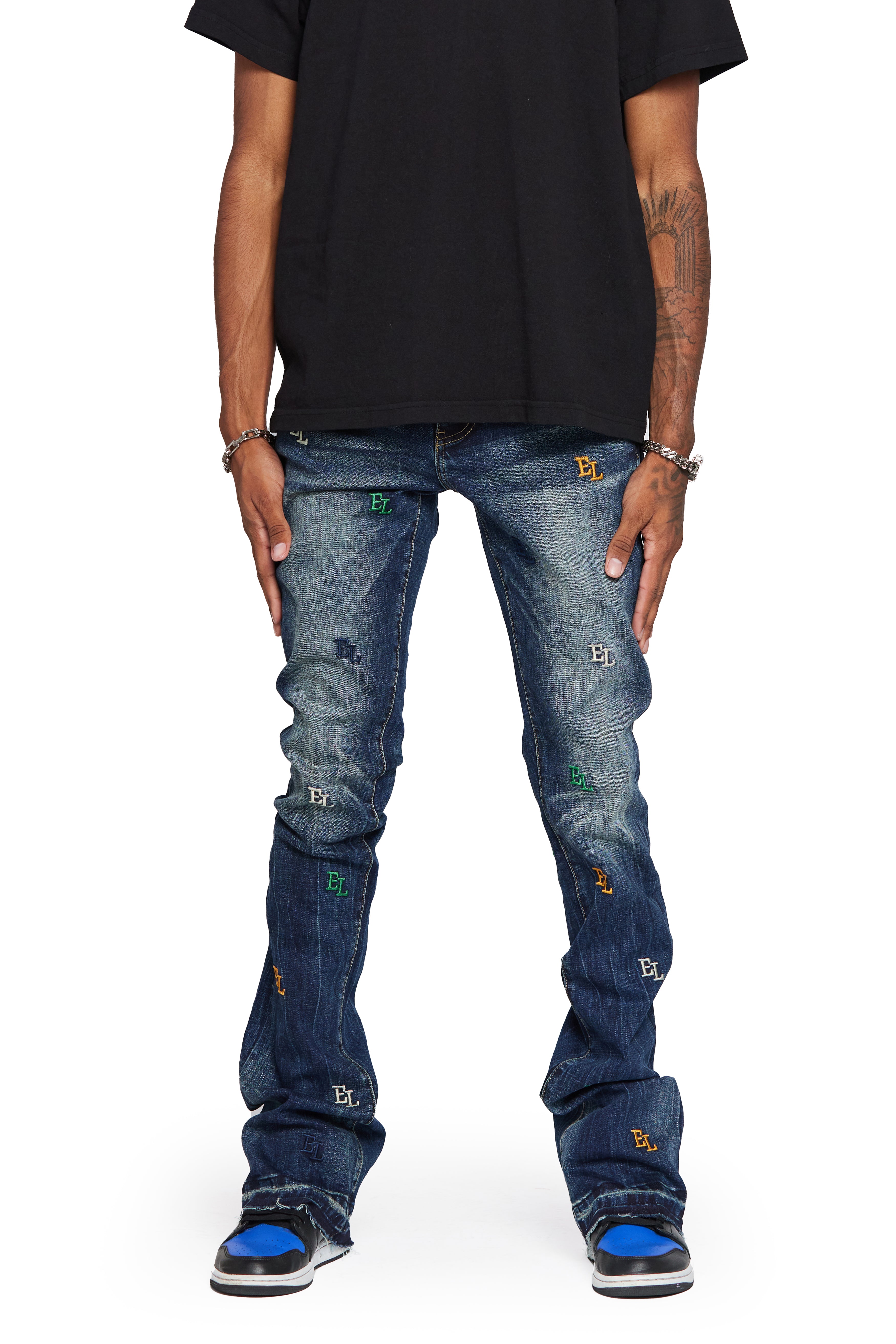 ESNTL LAB STACKED "EL LIFE" DARK WASH