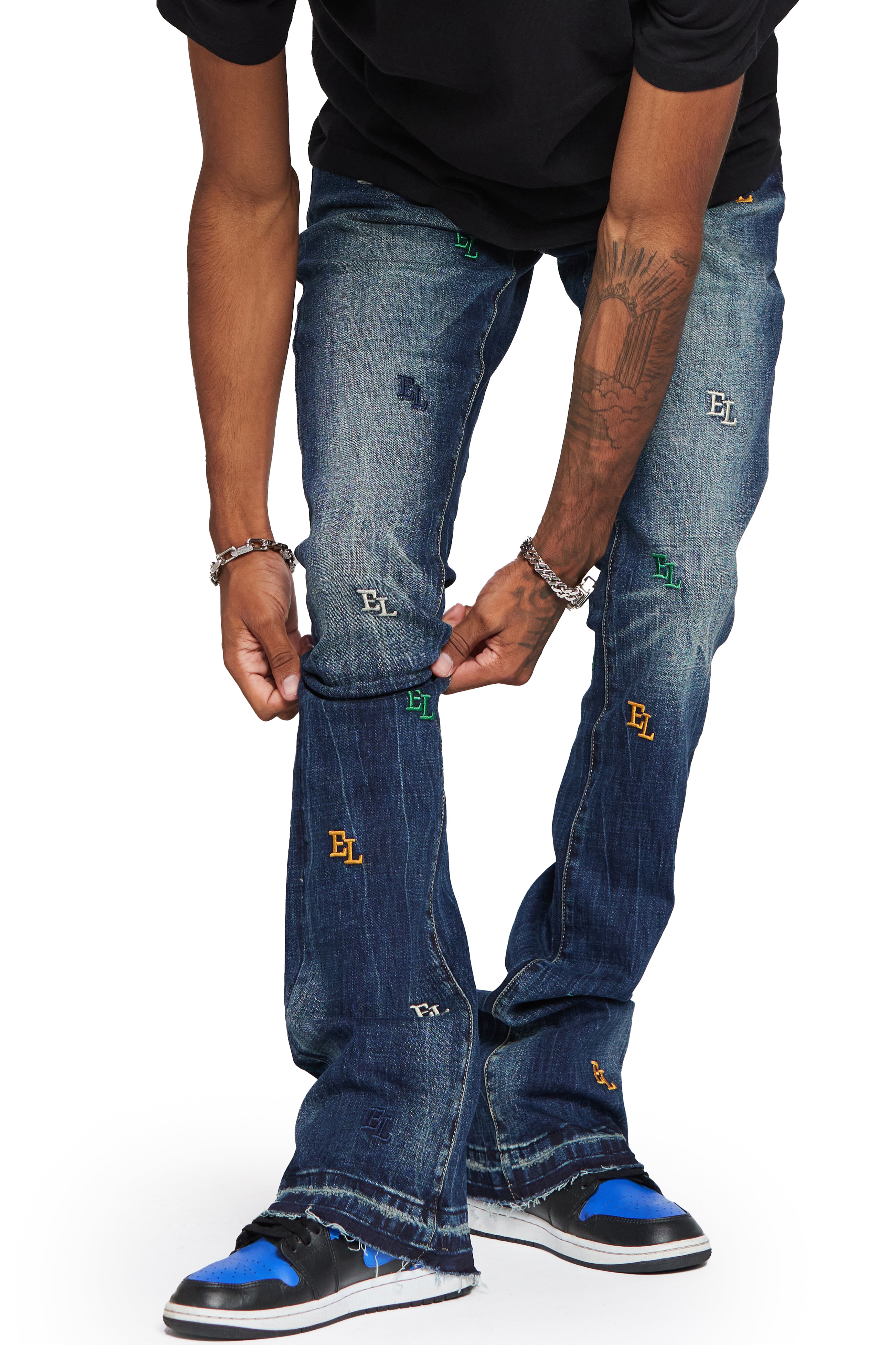 ESNTL LAB STACKED "EL LIFE" DARK WASH