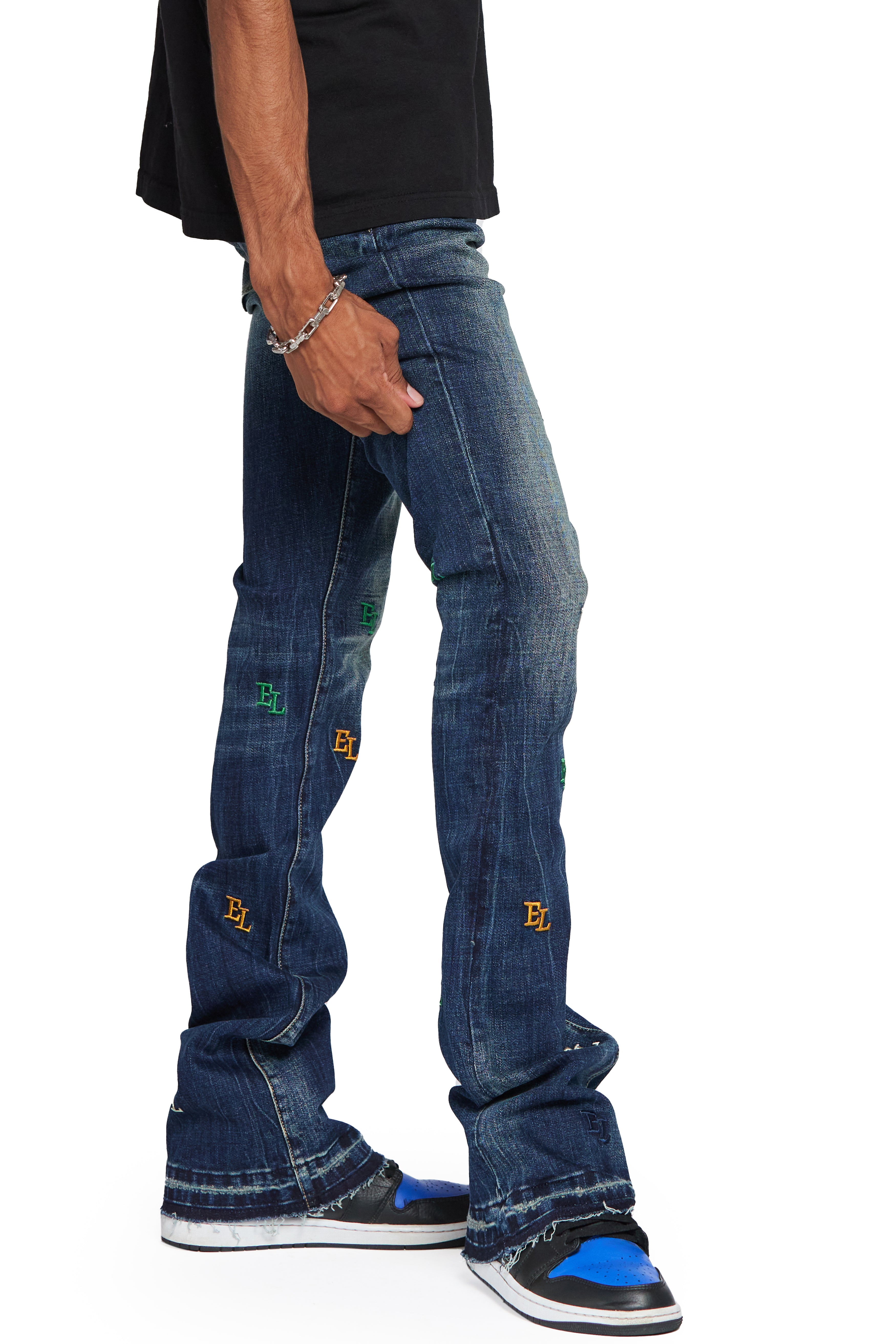 ESNTL LAB STACKED "EL LIFE" DARK WASH