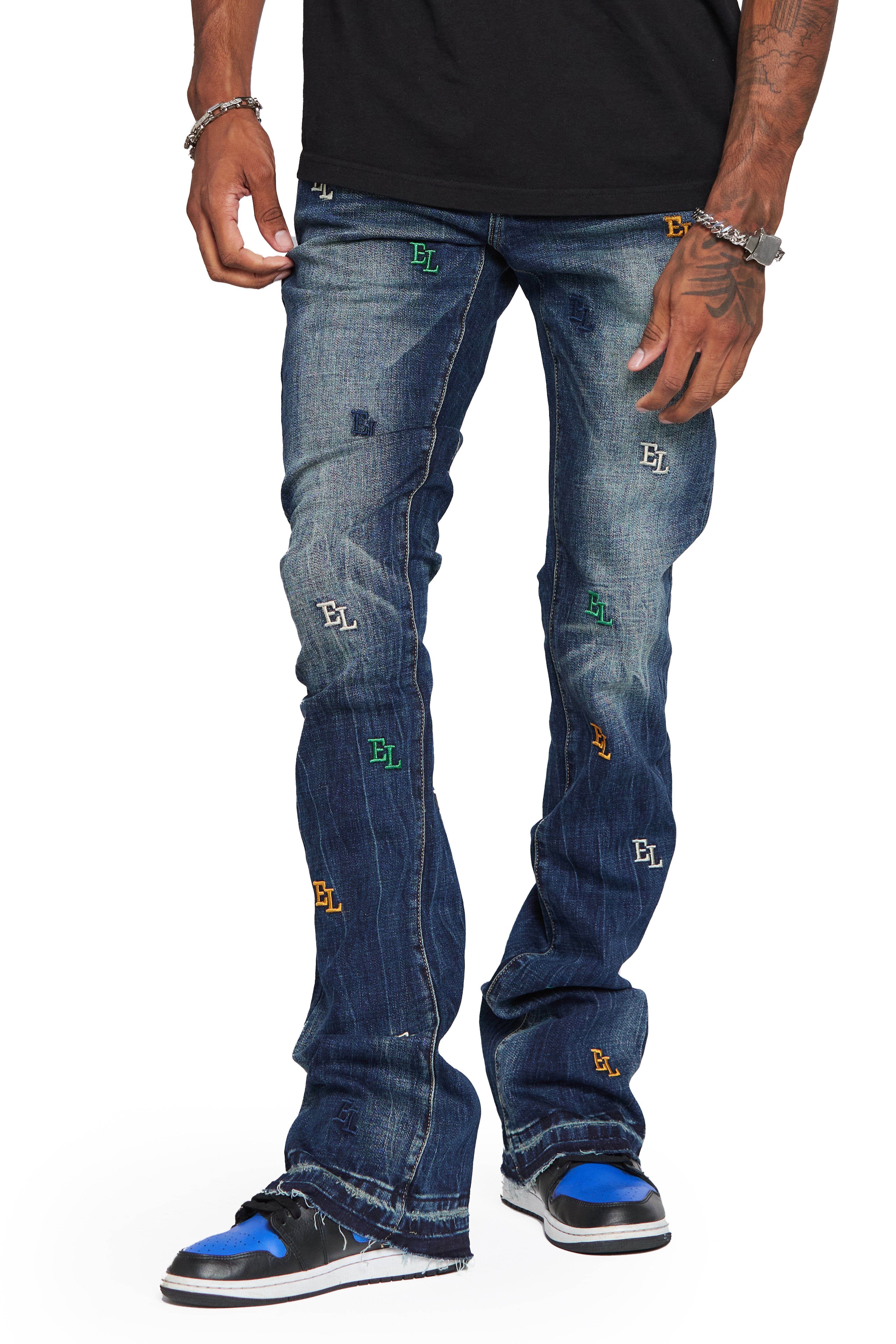 ESNTL LAB STACKED "EL LIFE" DARK WASH