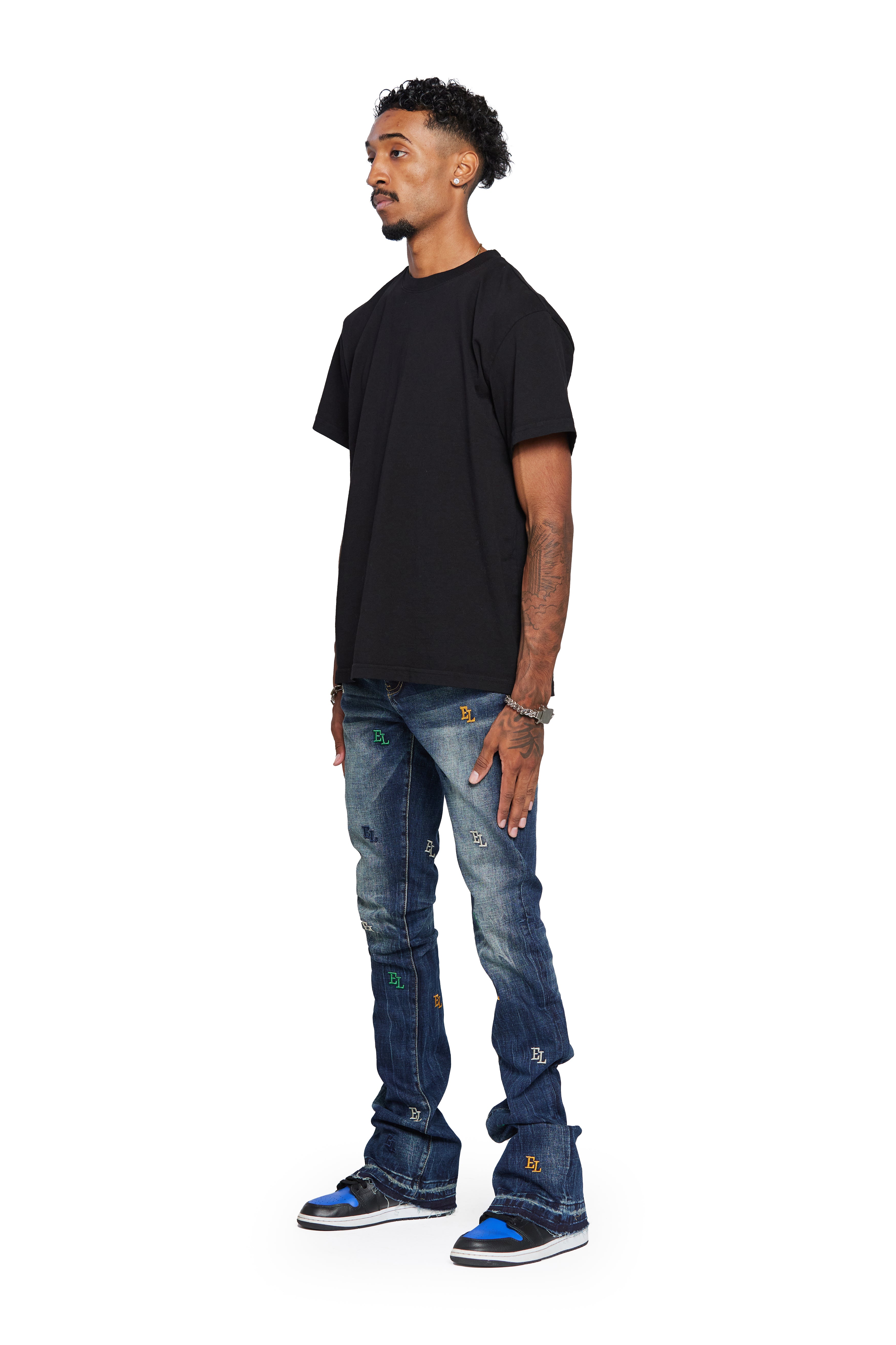 ESNTL LAB STACKED "EL LIFE" DARK WASH