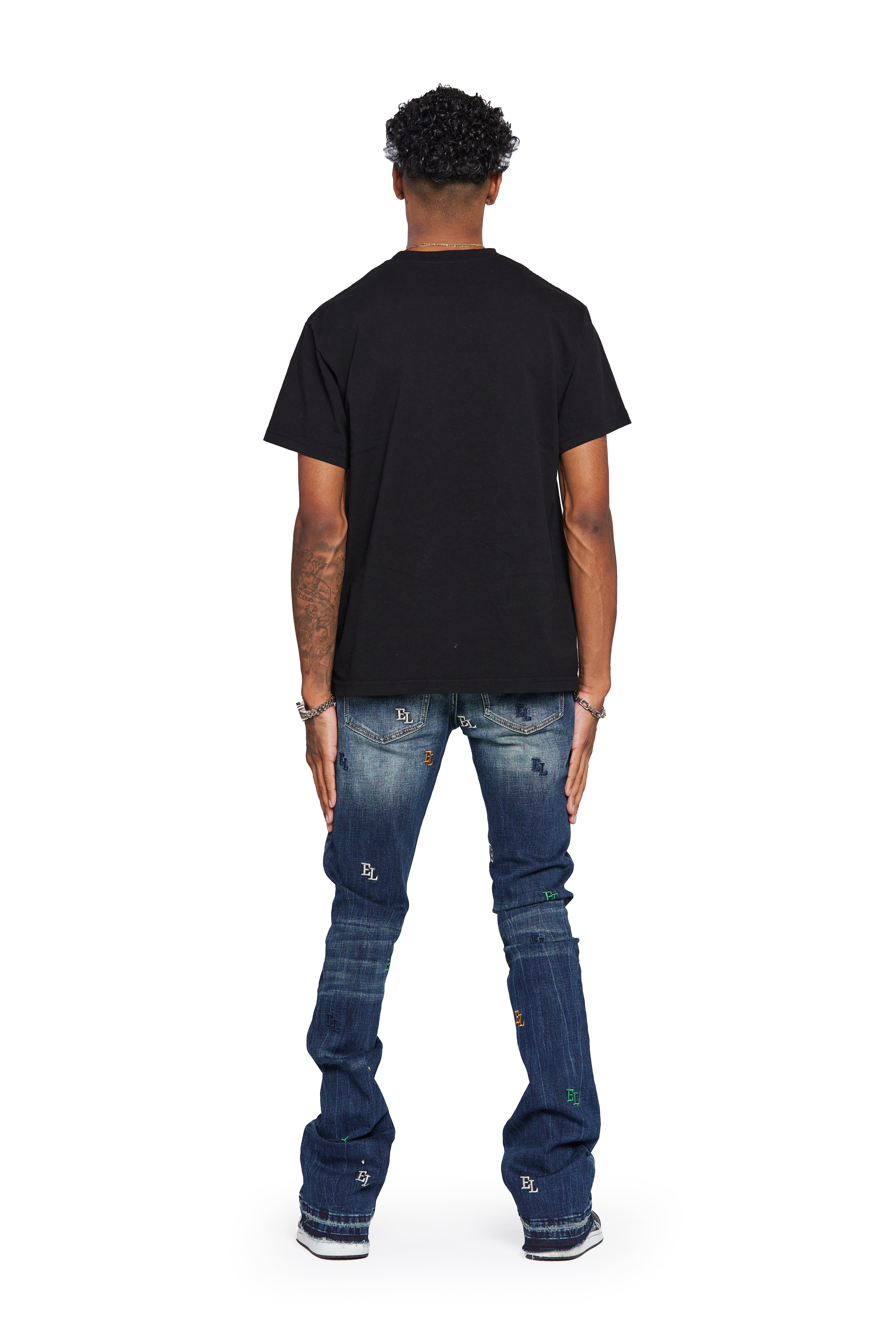 ESNTL LAB STACKED "EL LIFE" DARK WASH