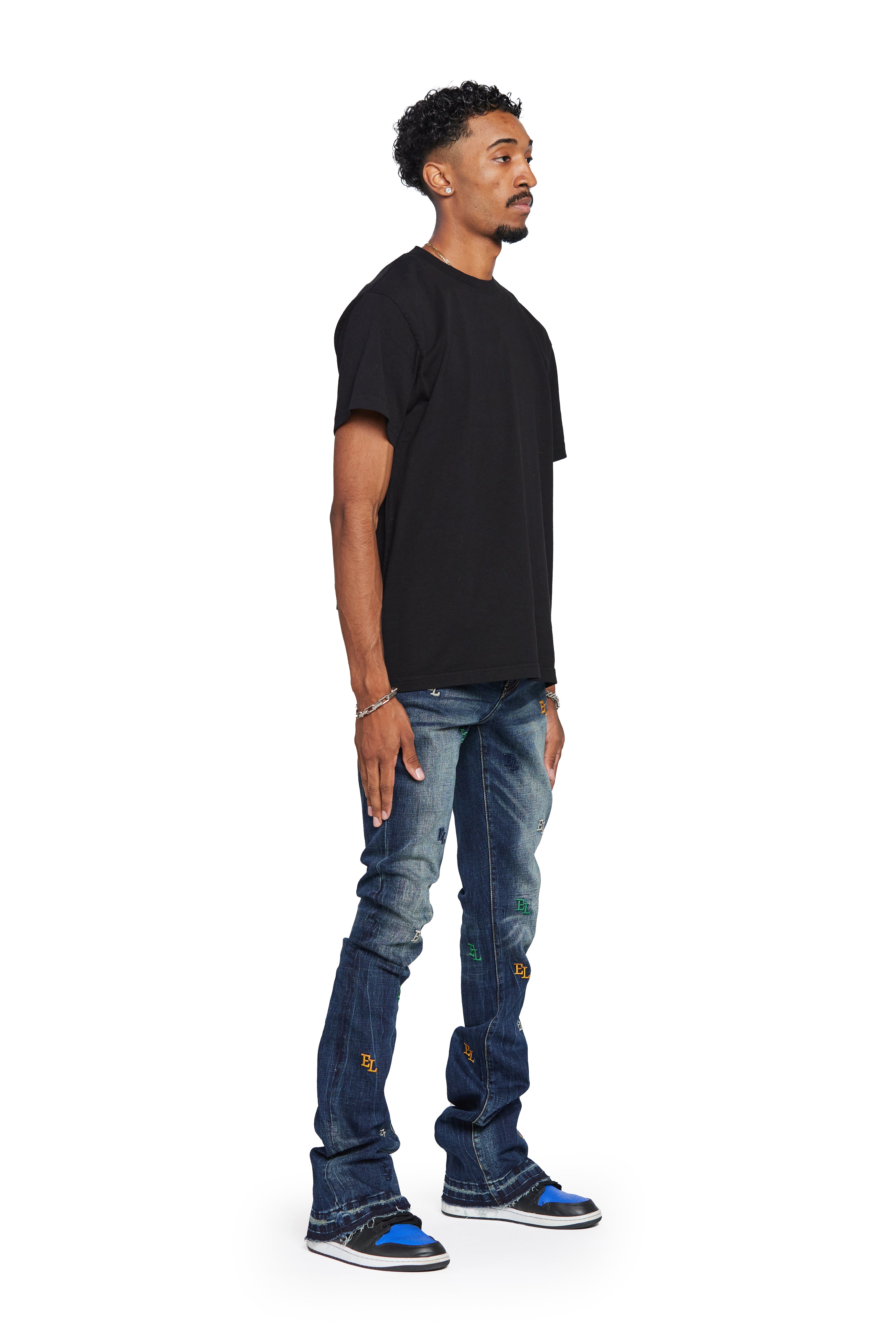 ESNTL LAB STACKED "EL LIFE" DARK WASH