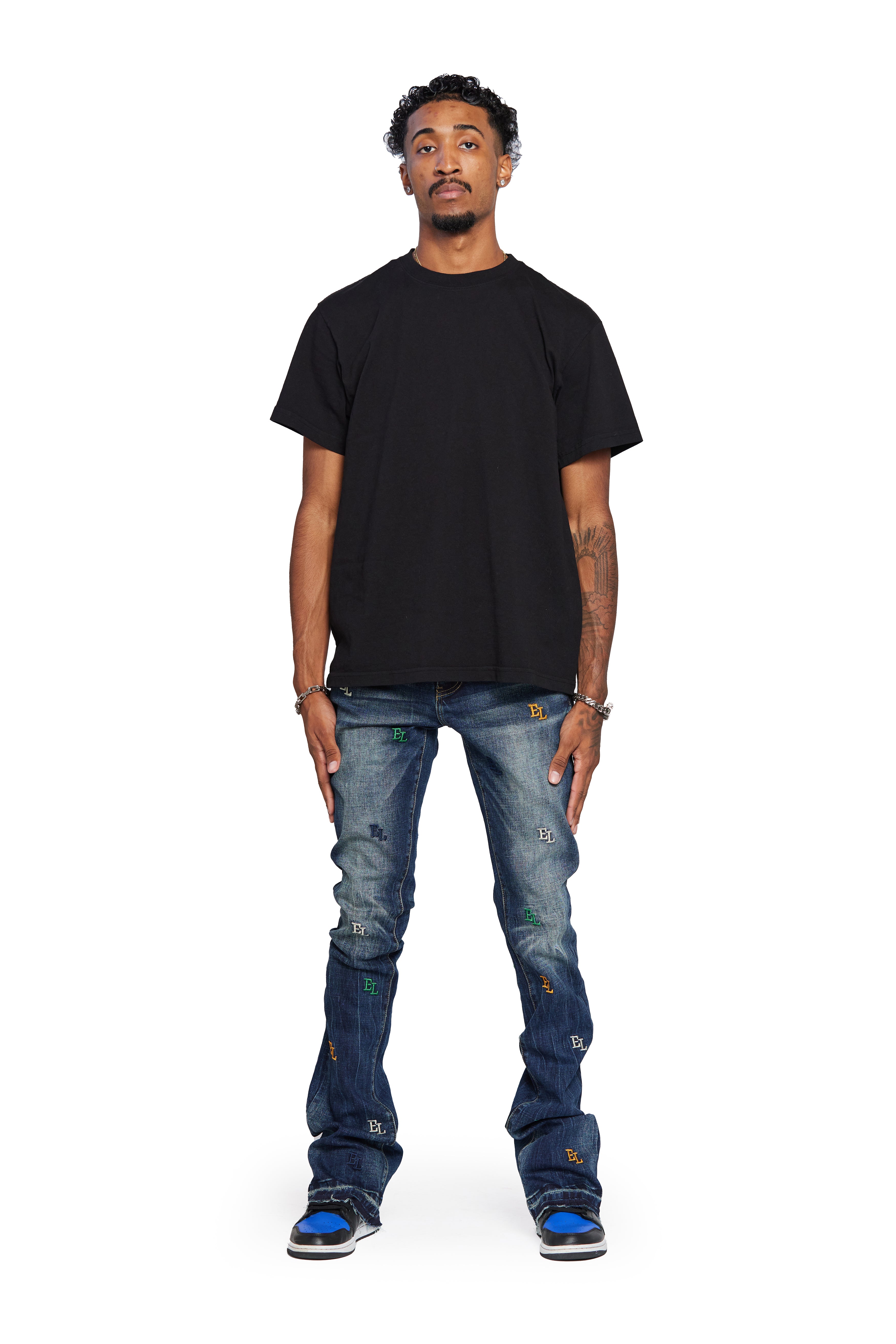 ESNTL LAB STACKED "EL LIFE" DARK WASH