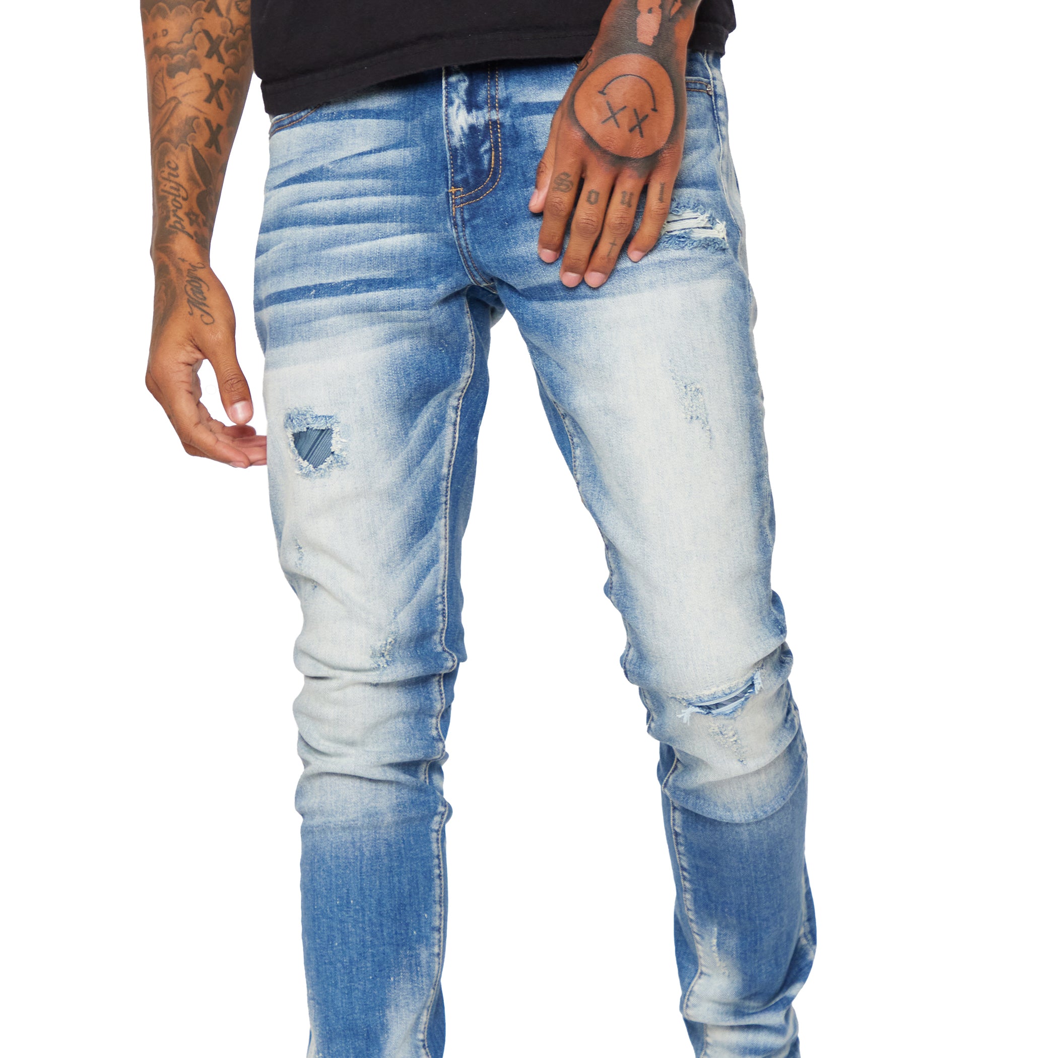 ESNTL LAB JEANS "STRATUS" WHITE WASHED BLUE