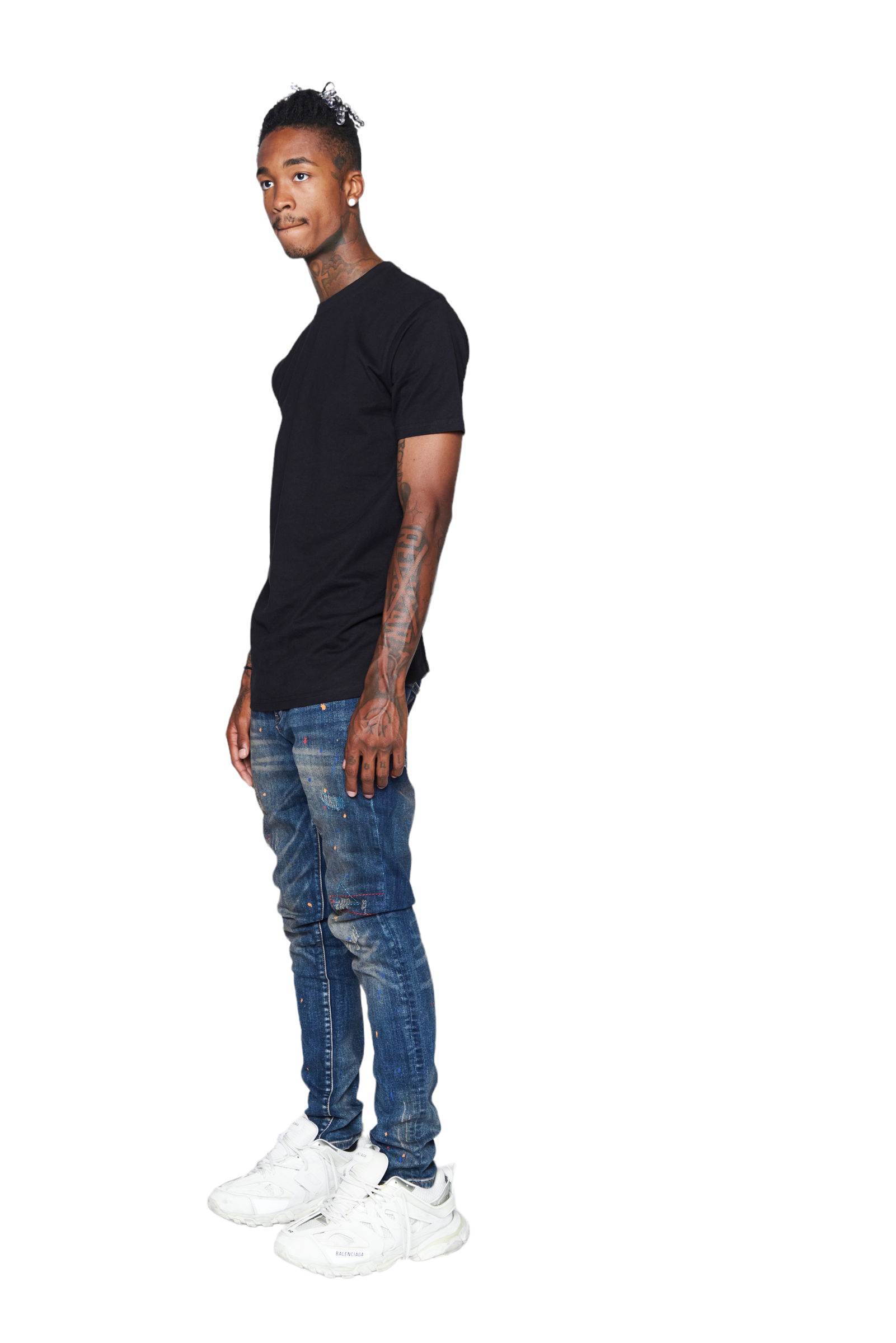 ESNTL LAB JEANS "ABSTRACT" MULTI PAINT BLUE