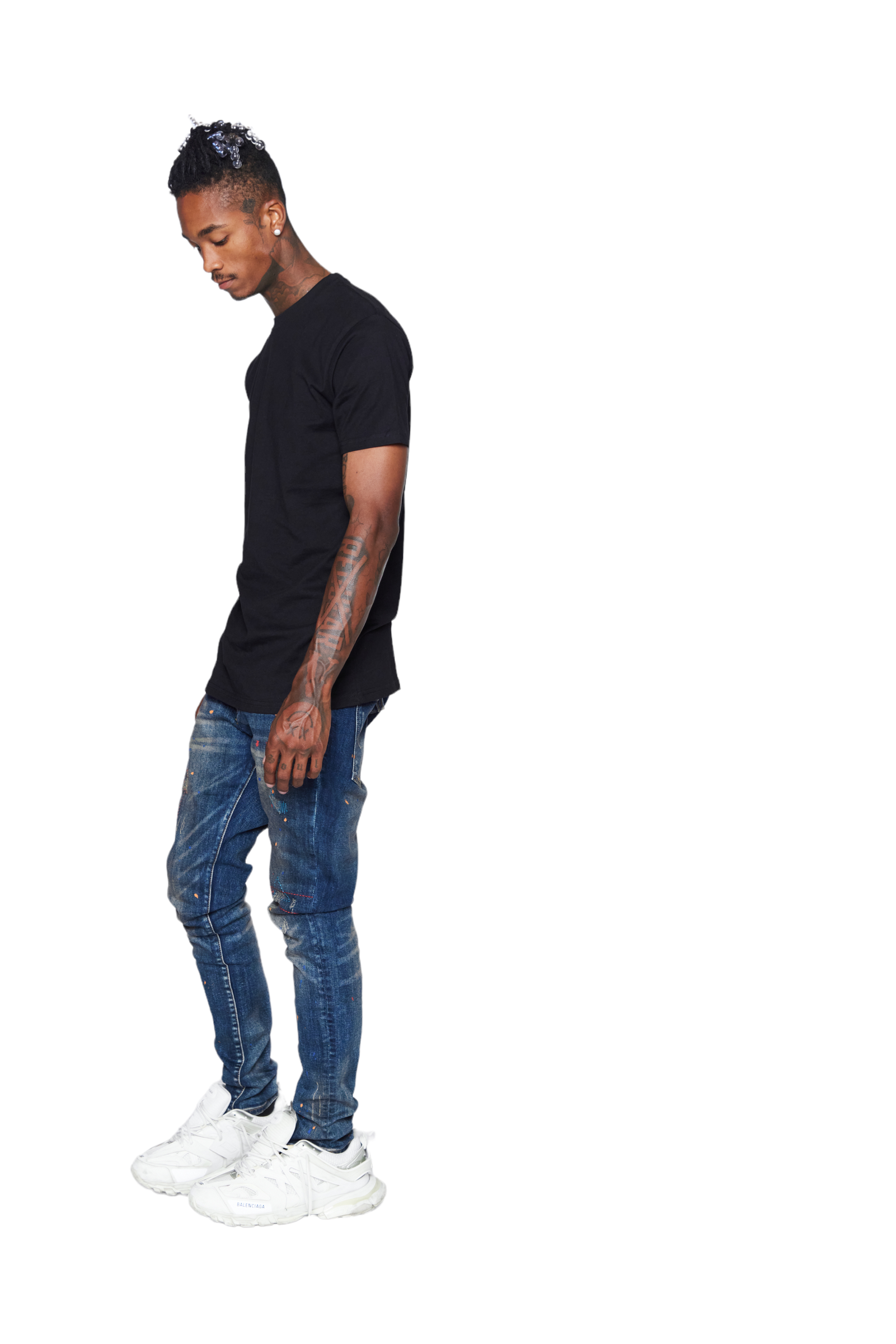 ESNTL LAB JEANS "ABSTRACT" MULTI PAINT BLUE