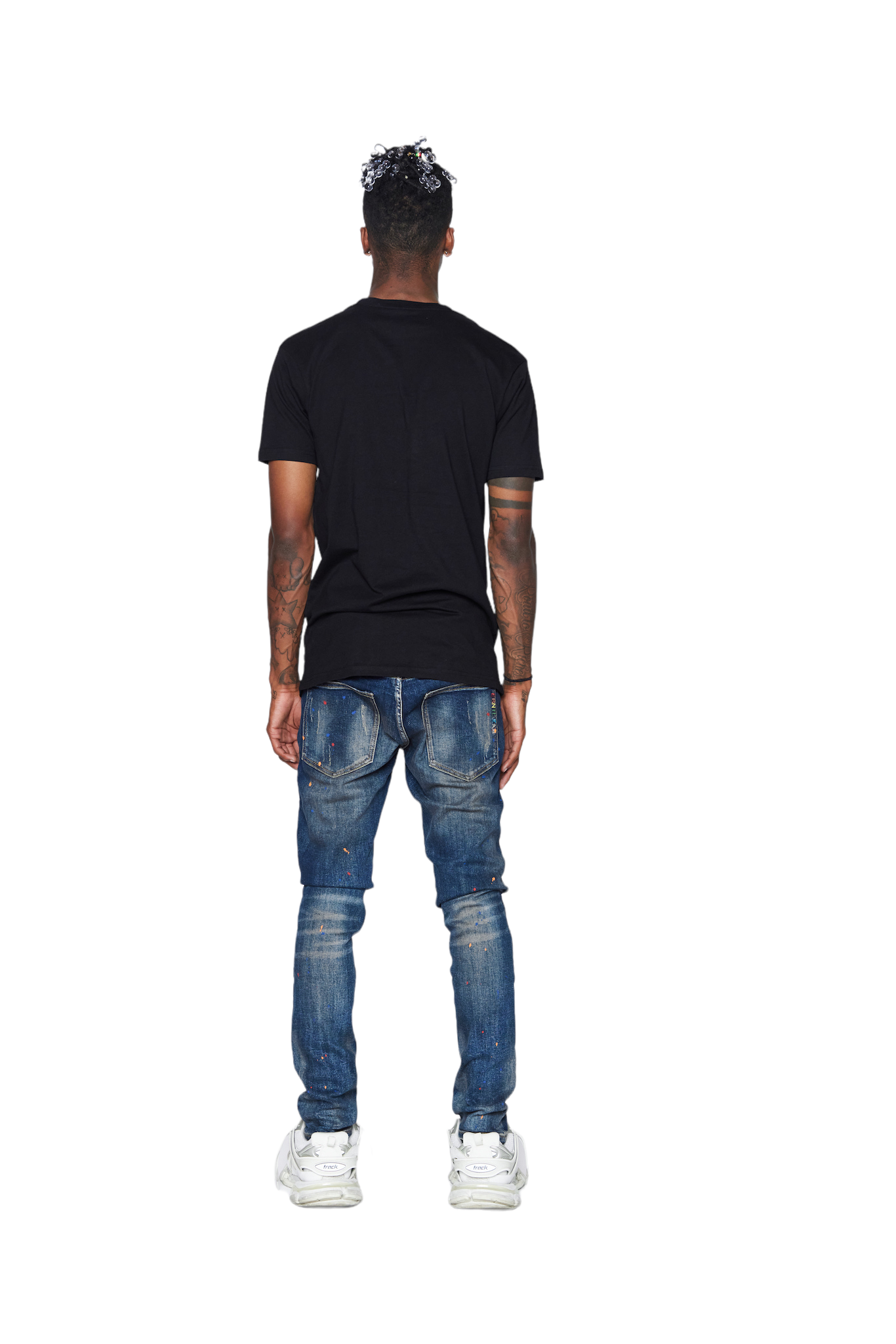 ESNTL LAB JEANS "ABSTRACT" MULTI PAINT BLUE
