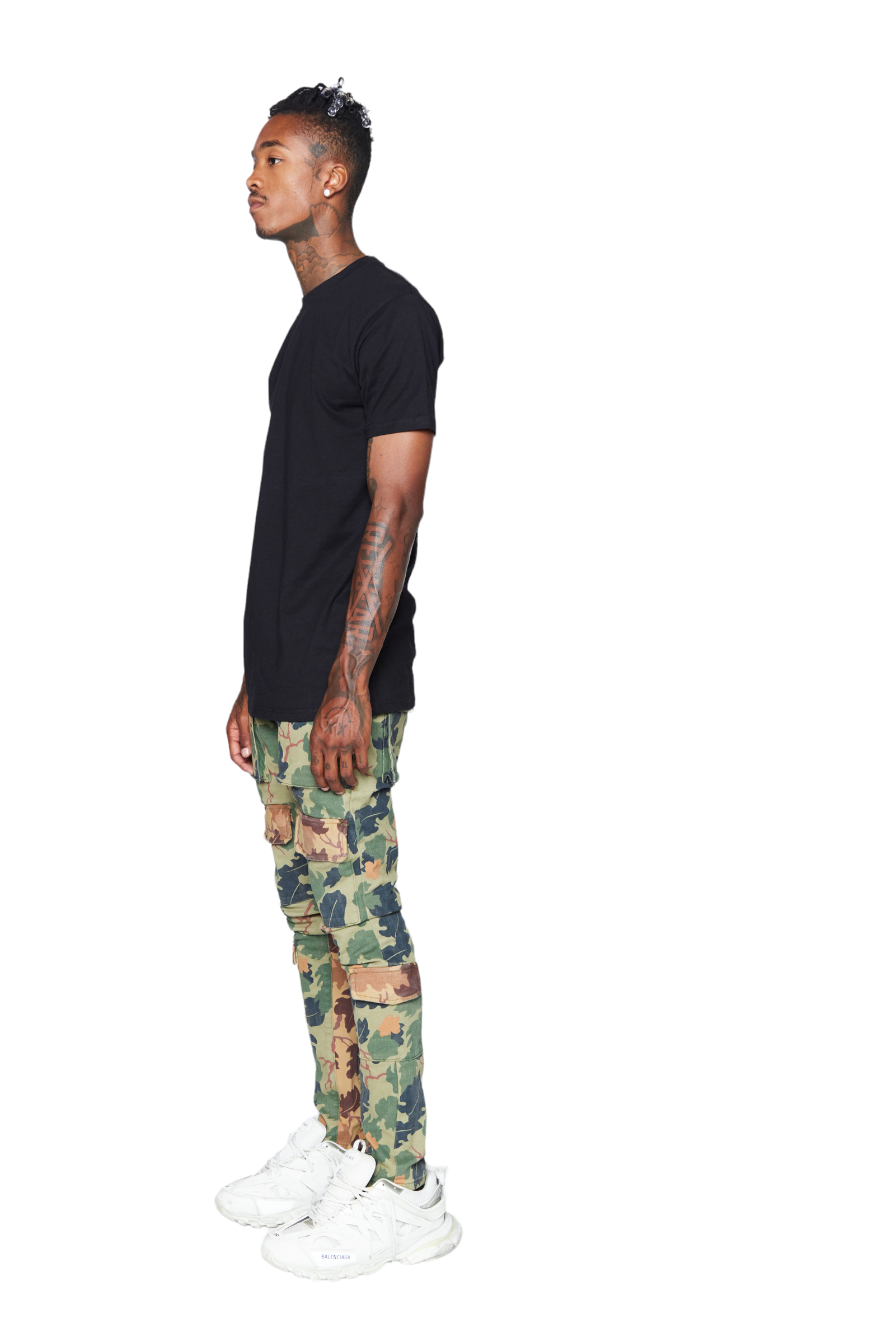ESNTL LAB JEANS "MAHDI" GREEN CAMO