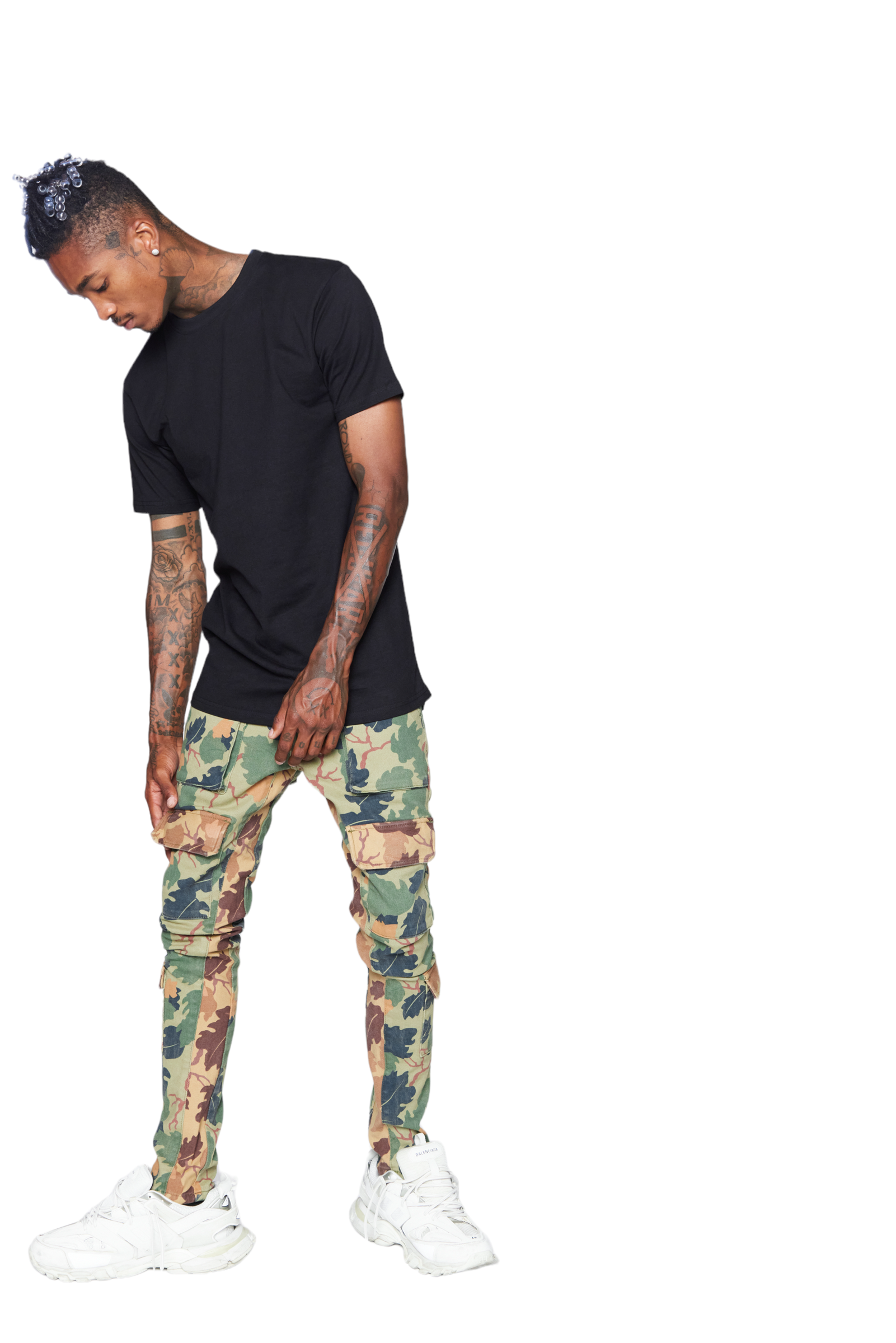 ESNTL LAB JEANS "MAHDI" GREEN CAMO