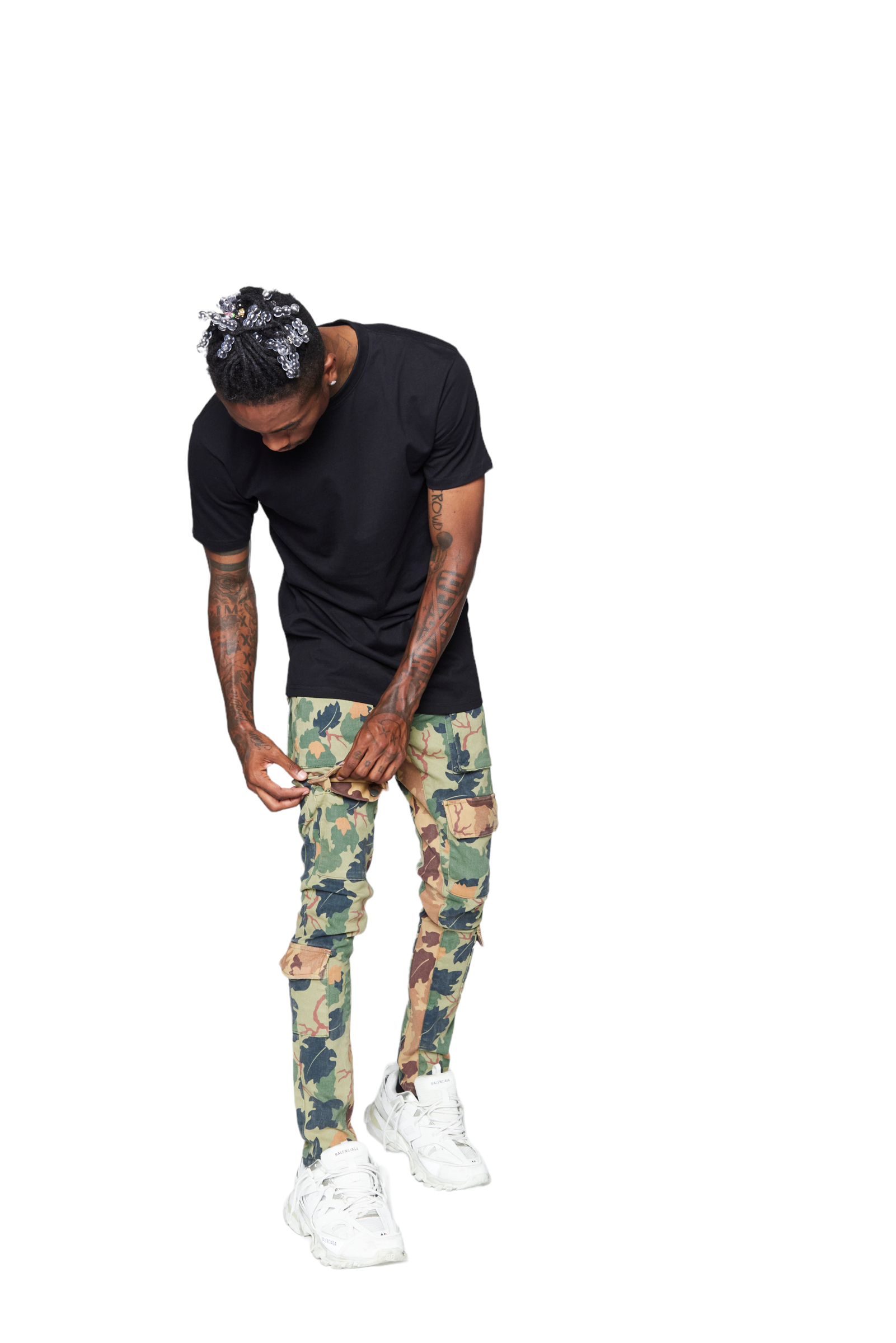 ESNTL LAB JEANS "MAHDI" GREEN CAMO