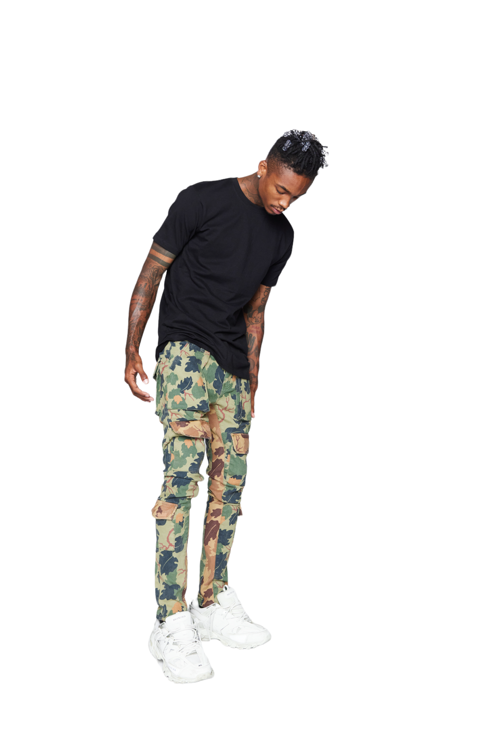 ESNTL LAB JEANS "MAHDI" GREEN CAMO