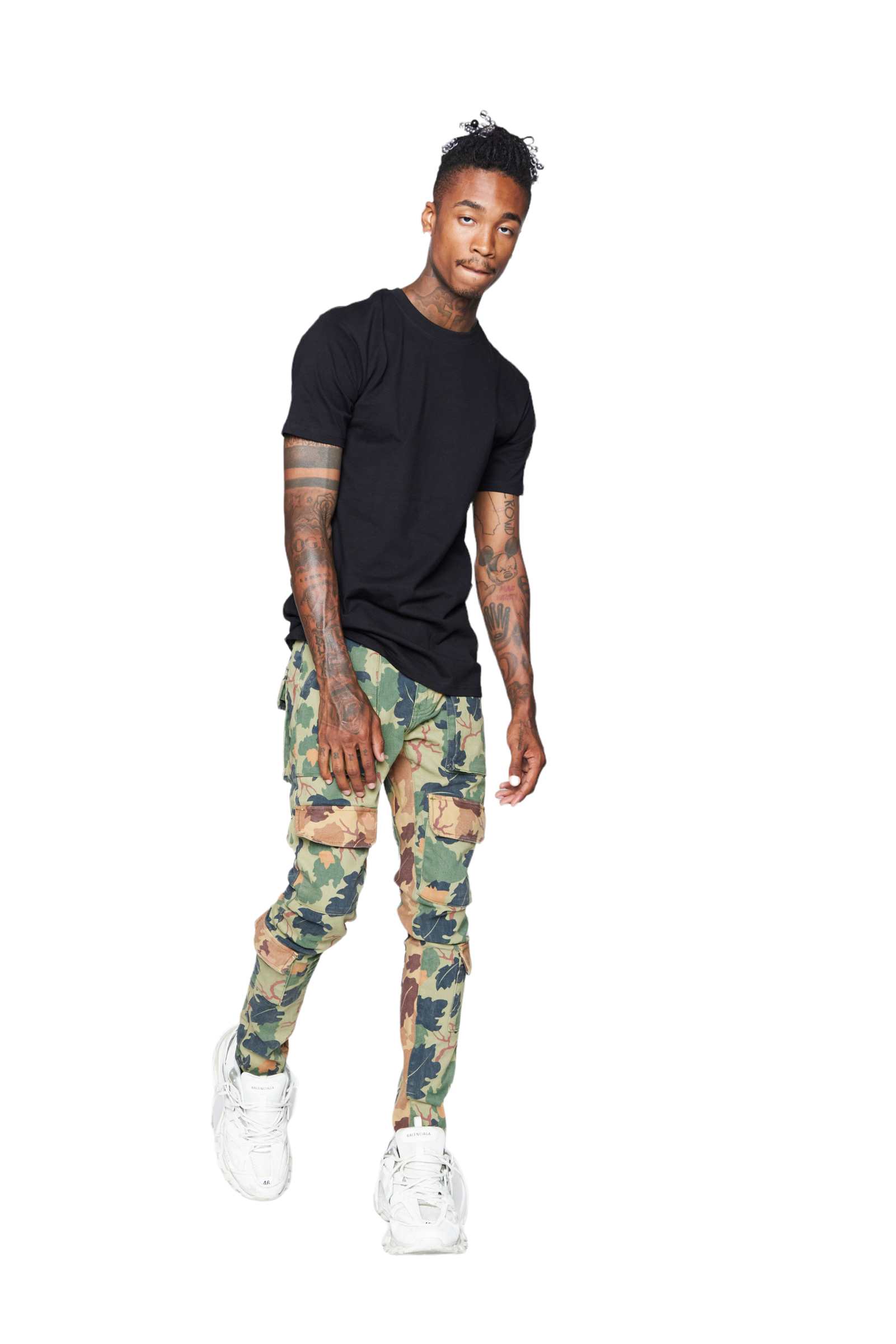 ESNTL LAB JEANS "MAHDI" GREEN CAMO